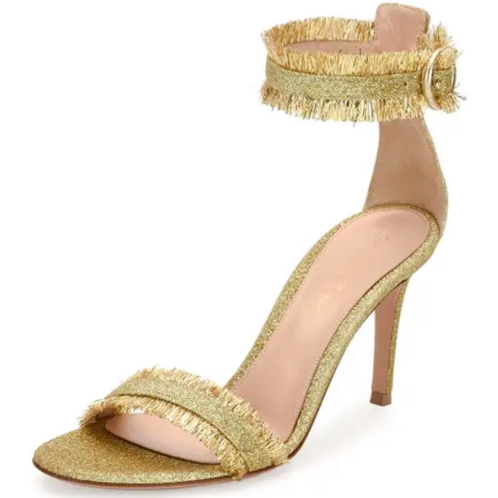 GIANVITO ROSSI gold confetti heel